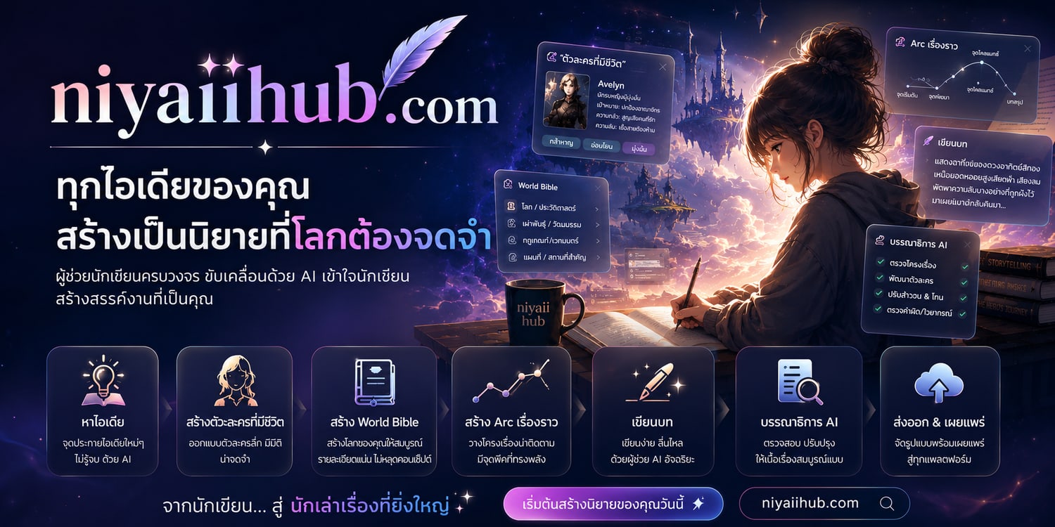 niyaiihub.com — ผู้ช่วยนักเขียนนิยายด้วย AI